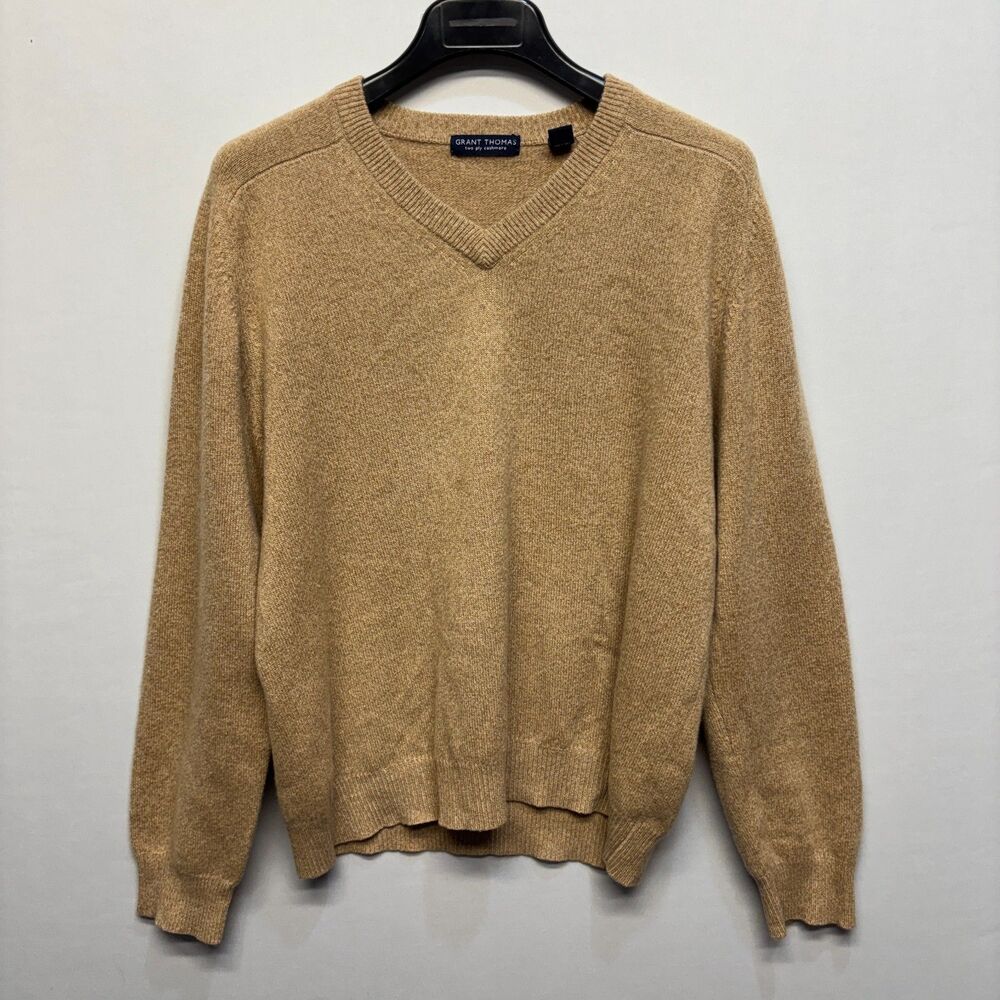 Grant Thomas Men 2-Ply 100% Cashmere Sweater Size Medium V-Neck C106 -16